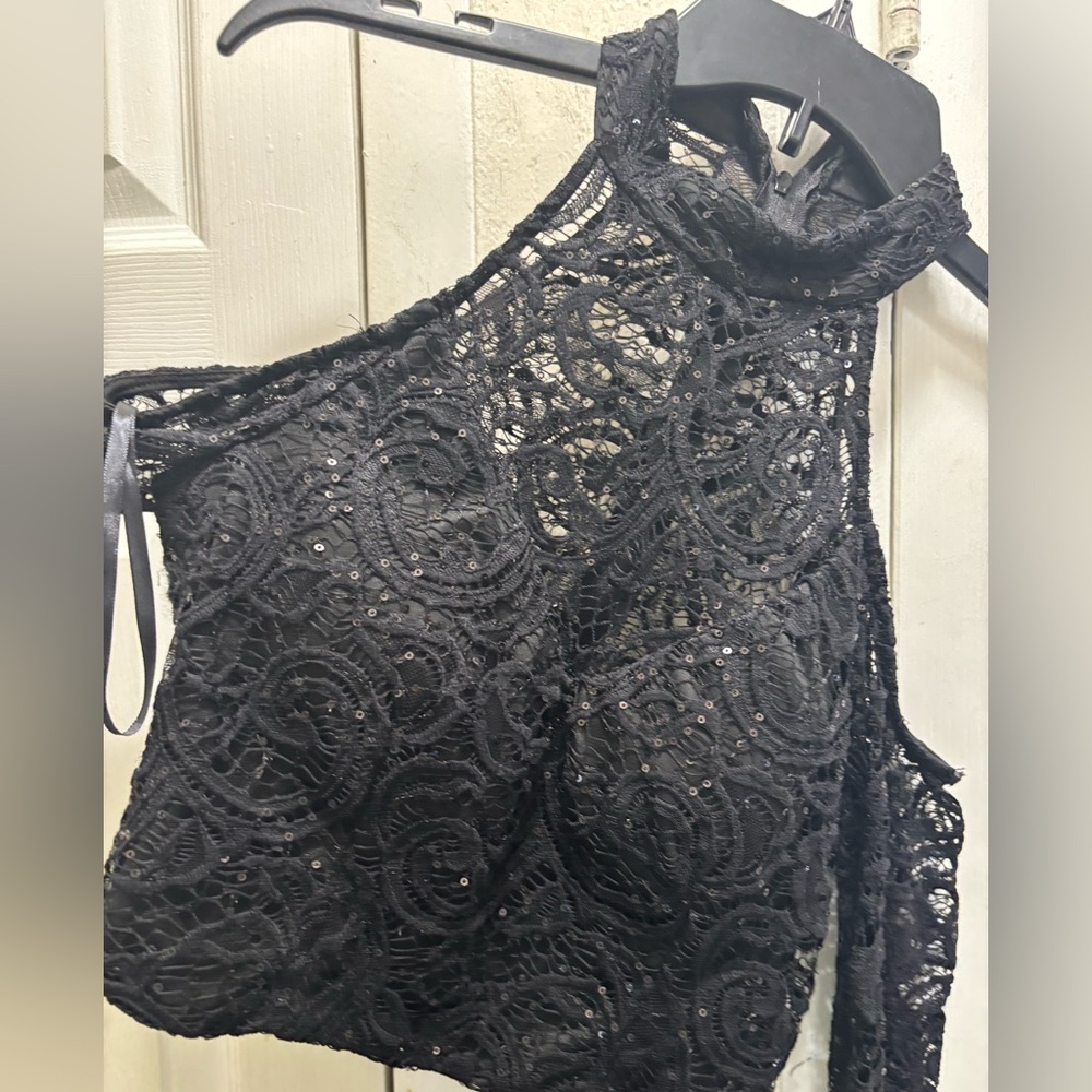 B Darlin Black Nylon Top